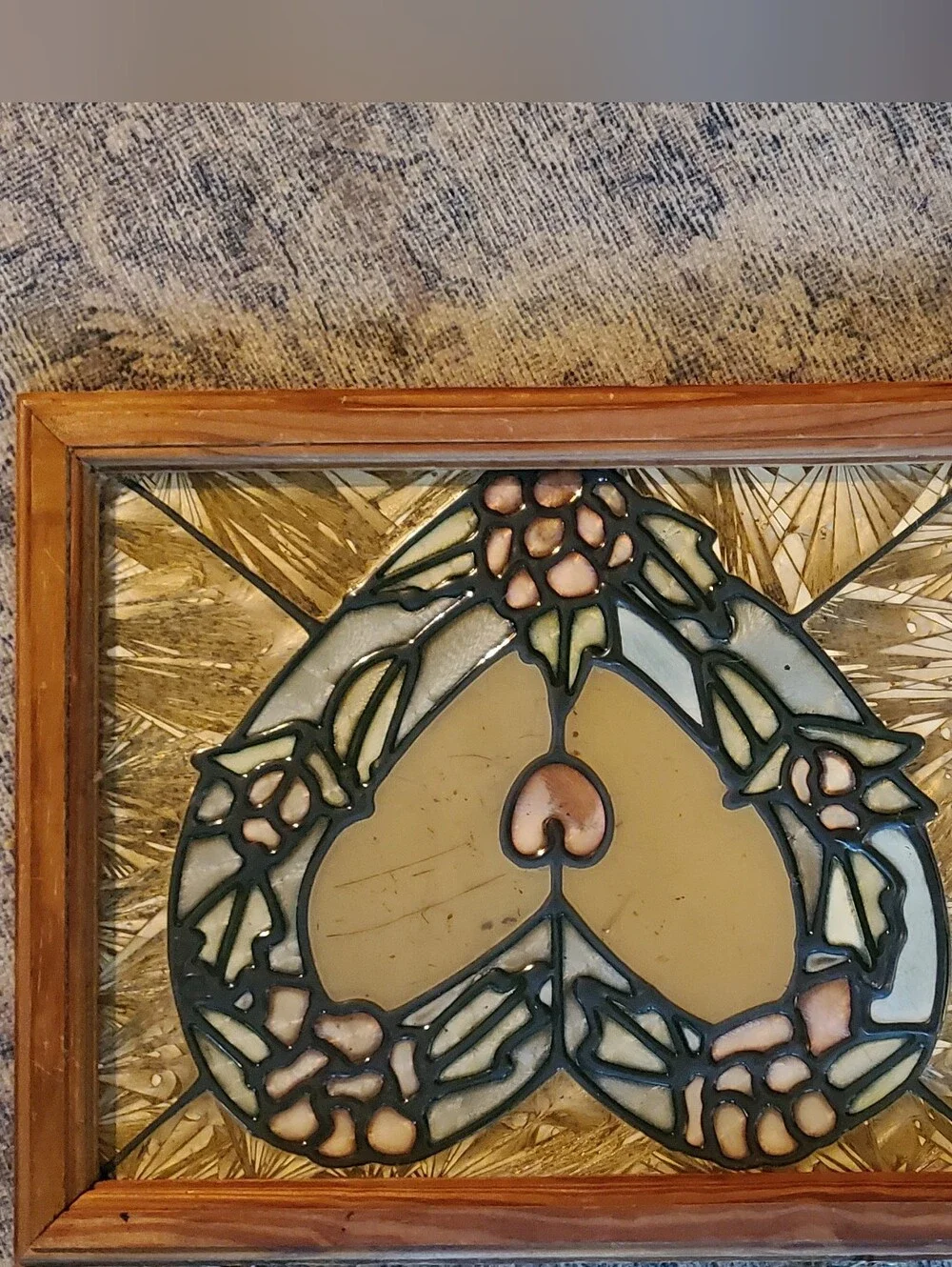 Decorative Heart Glass Wall Panel in Beige and Pink